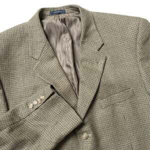 Club Room Wool Cashmere Blazer Men 44R Brown Houndstooth Sport Coat Jacket